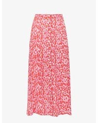 Whistles - Blurred-stroke Print A-line Recycled Viscose-blend Midi Skirt - Lyst