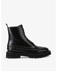 Kurt Geiger - Drayton Stud-Embellished Lace-Up Leather Boots - Lyst