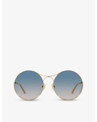 Chloé - Ch0166s Round-frame Metal Sunglasses - Lyst