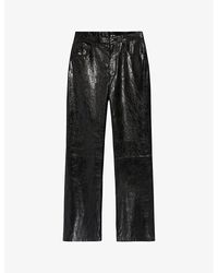 Claudie Pierlot - Straight-leg High-rise Leather Trousers - Lyst