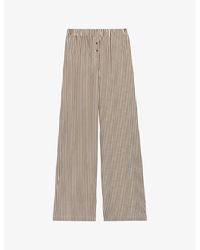 Claudie Pierlot - Stripe-print Elasticated-waist Wide-leg Cotton Trousers - Lyst