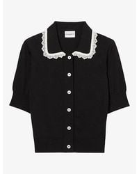 Claudie Pierlot - Collared Short-Sleeve Knitted Cardigan - Lyst