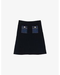 Sandro - Denim-Pocket Knitted Mini Skirt - Lyst