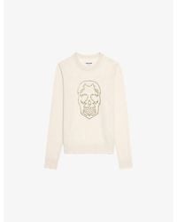 Zadig & Voltaire - Miss Round-Neck Skull-Embellished Cashmere Jumper - Lyst