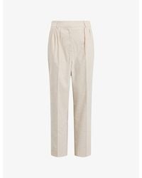 AllSaints - Whitney Straight-leg High-rise Stretch Linen-blend Trousers - Lyst