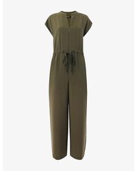 Whistles - Cap-Sleeved Drawstring-Waist Woven Jumpsuit - Lyst
