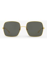 Gucci - Gc002133 gg1434s Square-frame Metal Sunglasses - Lyst
