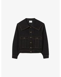 Claudie Pierlot - Sailor-Collar Contrast-Stitch Denim Jacket - Lyst
