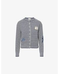 Weekend by Maxmara - Striped Logo-Patch Cotton-Blend Cardigan - Lyst