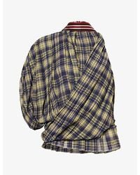 Dries Van Noten - Cuneggio Draped Pleat Tartan Top - Lyst