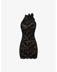 House Of Cb - Natalya Detachable-Bow Lace Mini Dress - Lyst