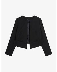 Ted Baker - Manabuj Round-neck Cropped Stretch-woven Jacket - Lyst