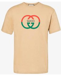 Gucci - Logo-print Ribbed-trim Cotton-jersey T-shirt - Lyst