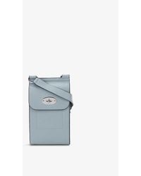 Mulberry Antony Mini Grained Leather Cross-body Phone Pouch Bag - Blue