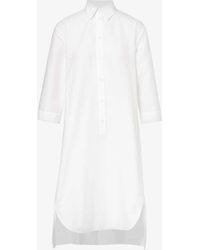 Max Mara - Quincy Spread-collar Stretch-cotton-blend Midi Dress - Lyst