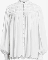 AllSaints - Etti Scalloped-hem Relaxed-fit Organic-cotton Shirt - Lyst