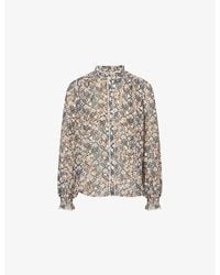ME+EM - Intricate Lace Print Cotton And Silk Blouse - Lyst