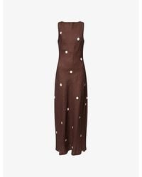 Dissh - Beverly Polka-Dot Linen Midi Dress - Lyst