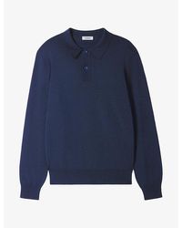 Sandro - Long-Sleeved Knitted Polo Shirt - Lyst