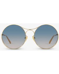Chloé - Ch0166s Round-frame Metal Sunglasses - Lyst