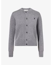 Ami Paris - Ami De Coeur Crew Neck Wool Knit Cardigan - Lyst