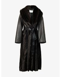 Magda Butrym - Longline Leather-Belted Faux-Fur Coat - Lyst
