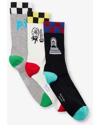 Paul Smith - Ethan Graphic-print Pack Of Three Cotton-blend Socks - Lyst