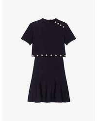 Maje - Clover-jacquard Short-sleeve Knitted Mini Dress - Lyst