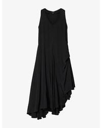 AllSaints - Sybil V-Neck Woven Midi Dress - Lyst