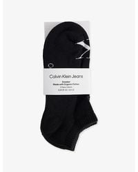 Calvin Klein - Monogram Stretch-Cotton Trainer Socks Pack Of Two - Lyst