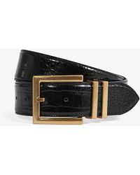 Reiss - Brompton Croc-embossed Patent-leather Belt - Lyst