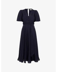 Phase Eight - Petite Abbie Wrap-Front Woven Midi Dress - Lyst