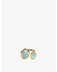 Monica Vinader - Odyssey Gemstone 18Ct Vermeil And Aquamarine Open Ring - Lyst