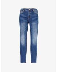 Arne - Five-Pockets Brand-Patch Tapered-Leg Slim-Fit Stretch-Denim Jeans - Lyst