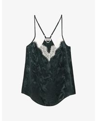 Zadig & Voltaire - Cespa V-Neck Jacquard-Print Silk Cami - Lyst