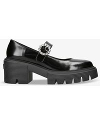 Stuart Weitzman - Soho Gem-embellished Heeled Leather Mary-jane Shoes - Lyst
