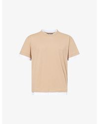 7 For All Mankind - Double-Layer Crew-Neck Cotton T-Shirt - Lyst