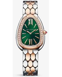 BVLGARI - Sp33c4spgspgd Serpenti Seduttori 18ct Rose-gold, Stainless-steel And 0.39ct Brilliant-cut Diamond Quartz Watch - Lyst