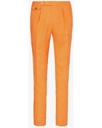 Polo Ralph Lauren - Pleated Straight-leg Slim-fit Linen Trousers - Lyst