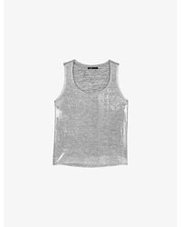 Maje - Metallic Scoop-Neck Stretch-Knit Vest Top - Lyst