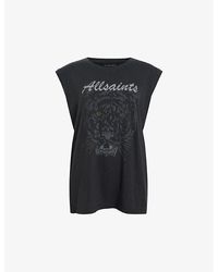 AllSaints - Hunter Graphic-print Relaxed-fit Cotton Tank Xx - Lyst