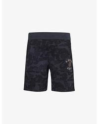 A Bathing Ape - Asia Camo Brand-embroidered Cotton-jersey Shorts - Lyst