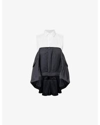 Sacai - Doeskin Mix Pleated Woven-Blend Shirt - Lyst