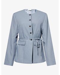 Dissh - Peyton Collarless Woven Blazer - Lyst