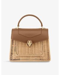 BVLGARI - Serpenti Forever Medium Leather And Wicker Top-Handle Bag - Lyst