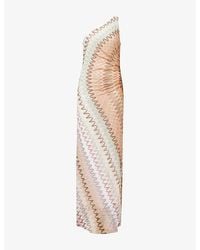 Missoni - One-Shoulder Chevron Knitted Maxi Dress - Lyst