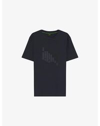 BOSS - Branded-Print Short-Sleeved Stretch-Cotton T-Shirt - Lyst