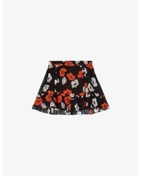 The Kooples - Floral-Print Asymmetric-Hem Woven Mini Skirt - Lyst