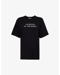 Victoria Beckham - Text-print Organic-cotton T-shirt - Lyst
