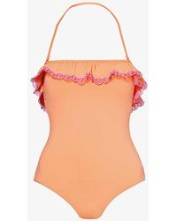Seafolly - Lucia Frilled-trim Stretch Recycled-nylon Swimsuit - Lyst